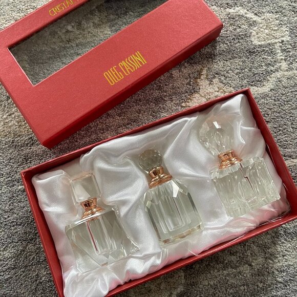 3 pc glass mini perfume empty bottles home decor - Picture 1 of 10
